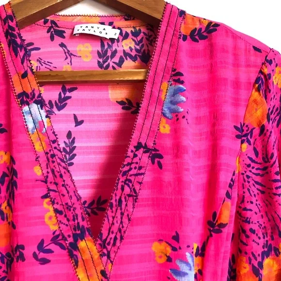 {Tanya Taylor} Kayla Floral Dress in Bright Pink - Picture 8 of 14